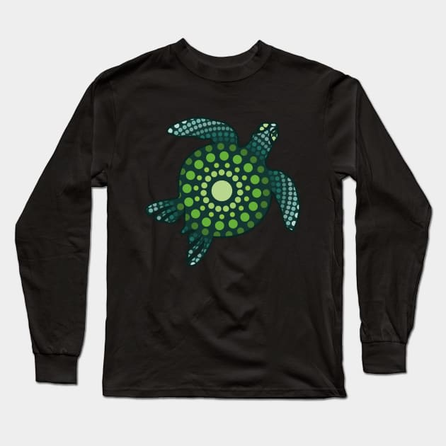 Green Turtle Aboriginal Art Long Sleeve T-Shirt by Food in a Can